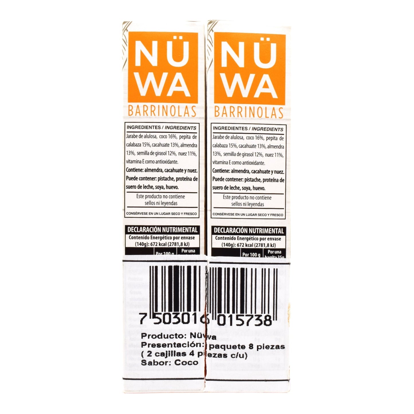 Barra De Superfoods Coco Nuez Almendra 30 G (Paquete 8) (NUWA)