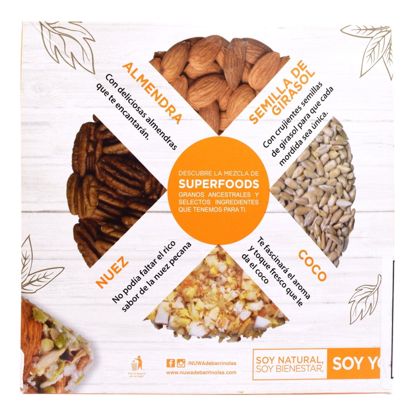 Barra De Superfoods Coco Nuez Almendra 30 G (Paquete 8) (NUWA)