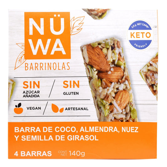 Barra De Superfoods Coco Nuez Almendra 30 G (Paquete 8) (NUWA)
