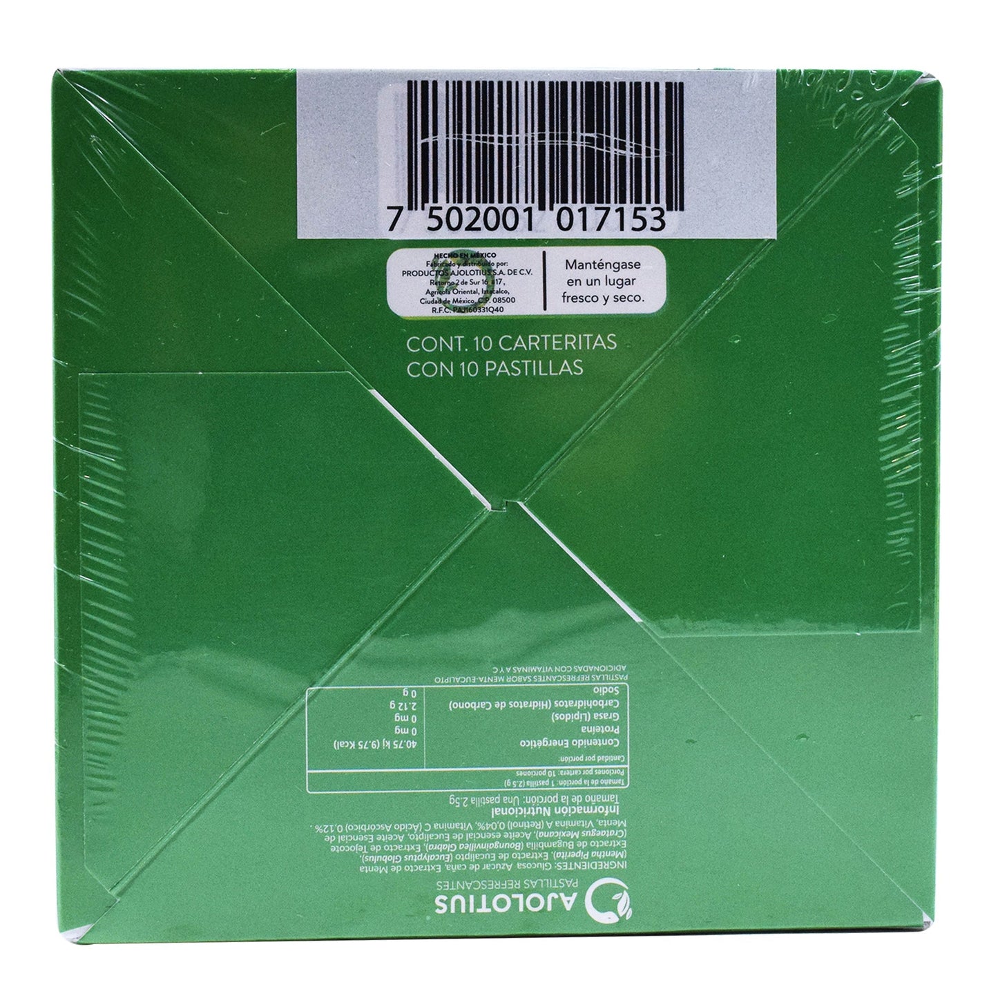 Pastillas Menta Eucalipto Blister 10 Pza (Paquete 10) (AJOLOTIUS)