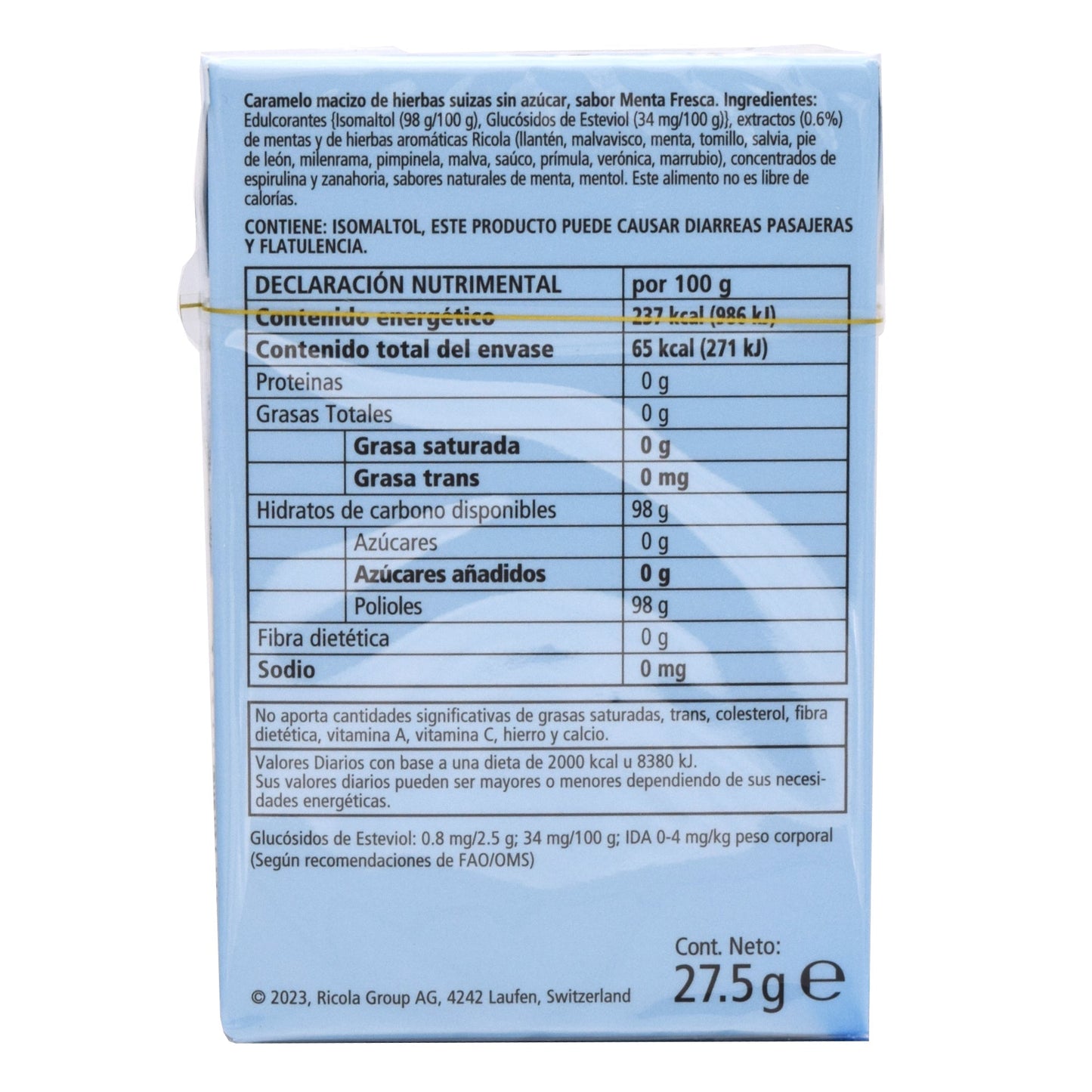 Caramelo Menta Fresca 11 Pz (Paquete 20) (RICOLA)