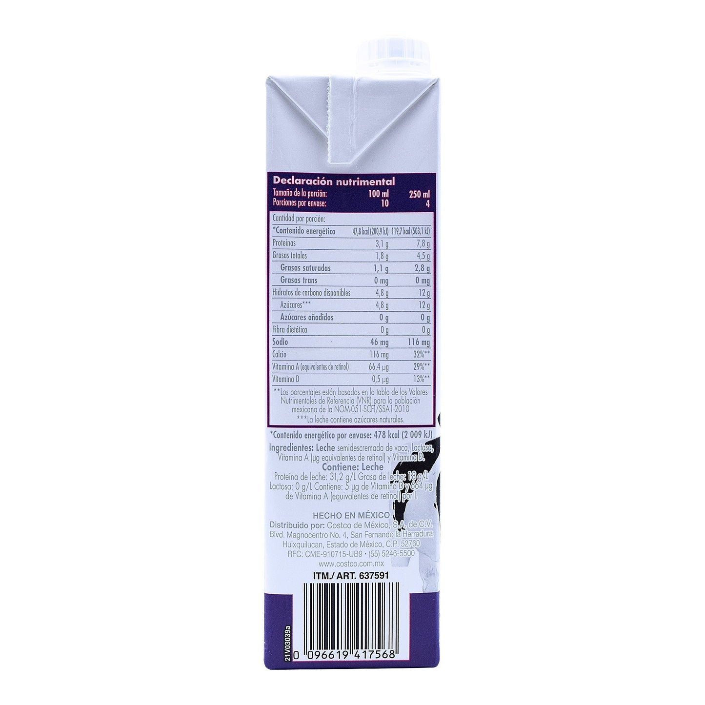 Leche Deslactosada Ultrapasteurizada 1 L (KIRKLAND)