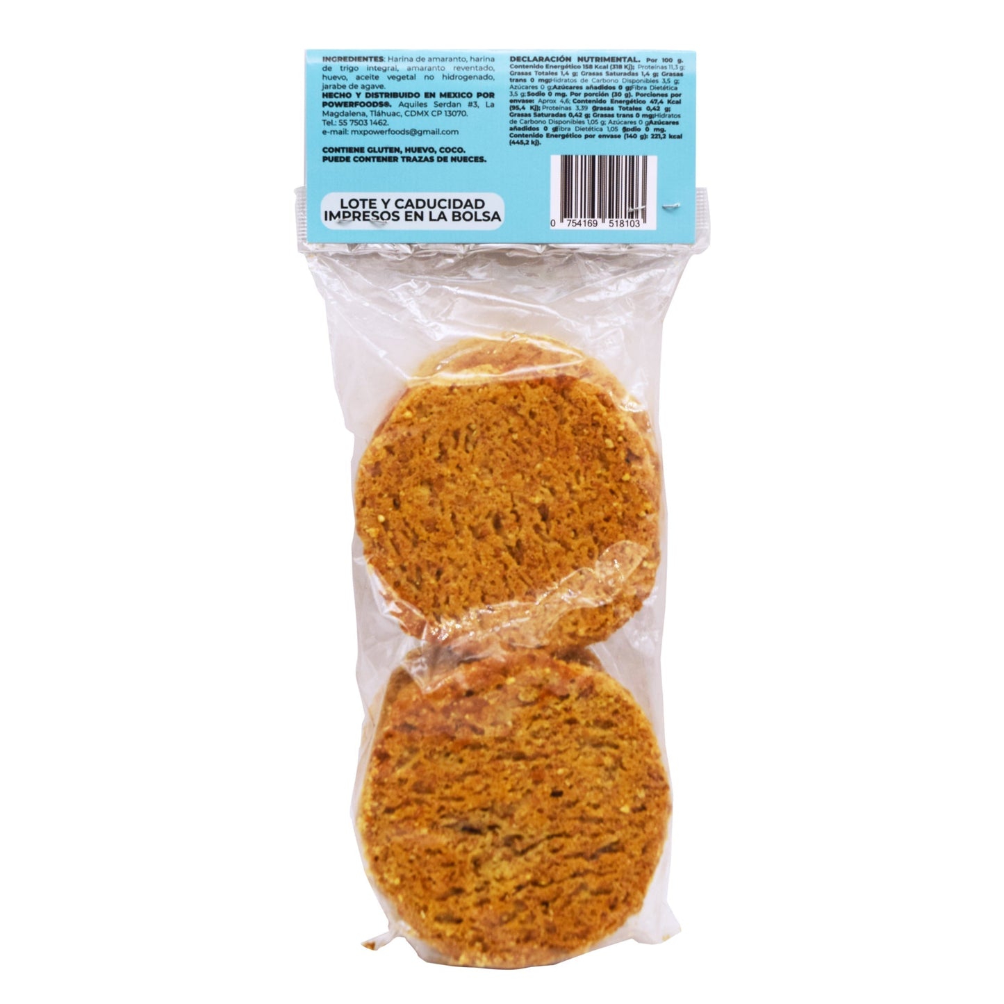Galletas De Amaranto Natural 140 G (Caja 12) (POWER FOODS)