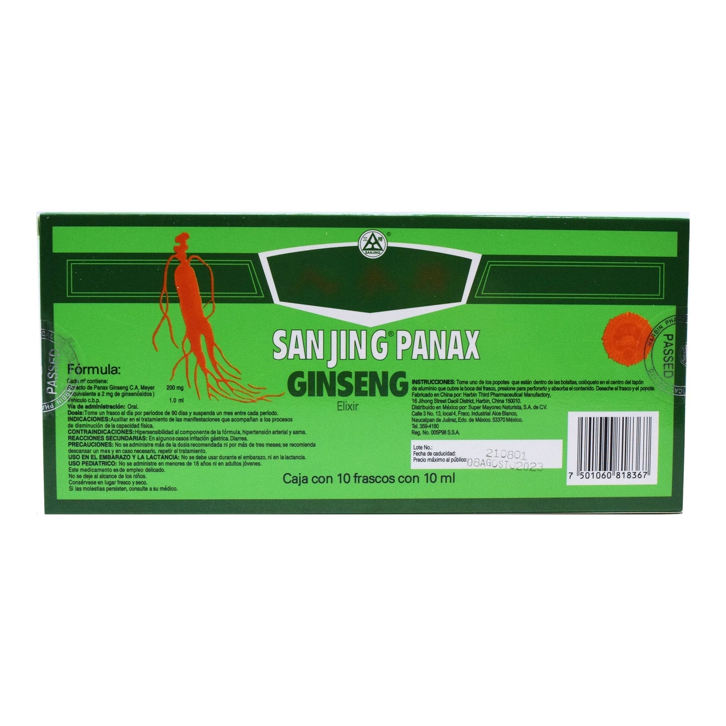 Ginseng Sanjing Panax 10X10 Mililitros (SANJING)