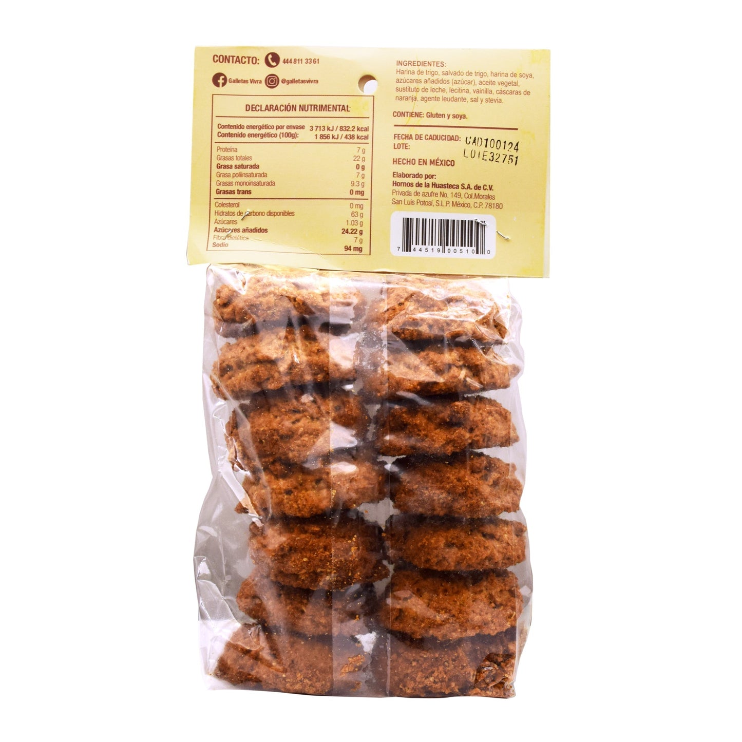 Galleta Integral De Soya Y Naranja 190 G (GALLETAS VIVRA)