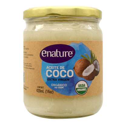 Aceite De Coco Extra Virgen 420 Mililitros (E-NATURE)