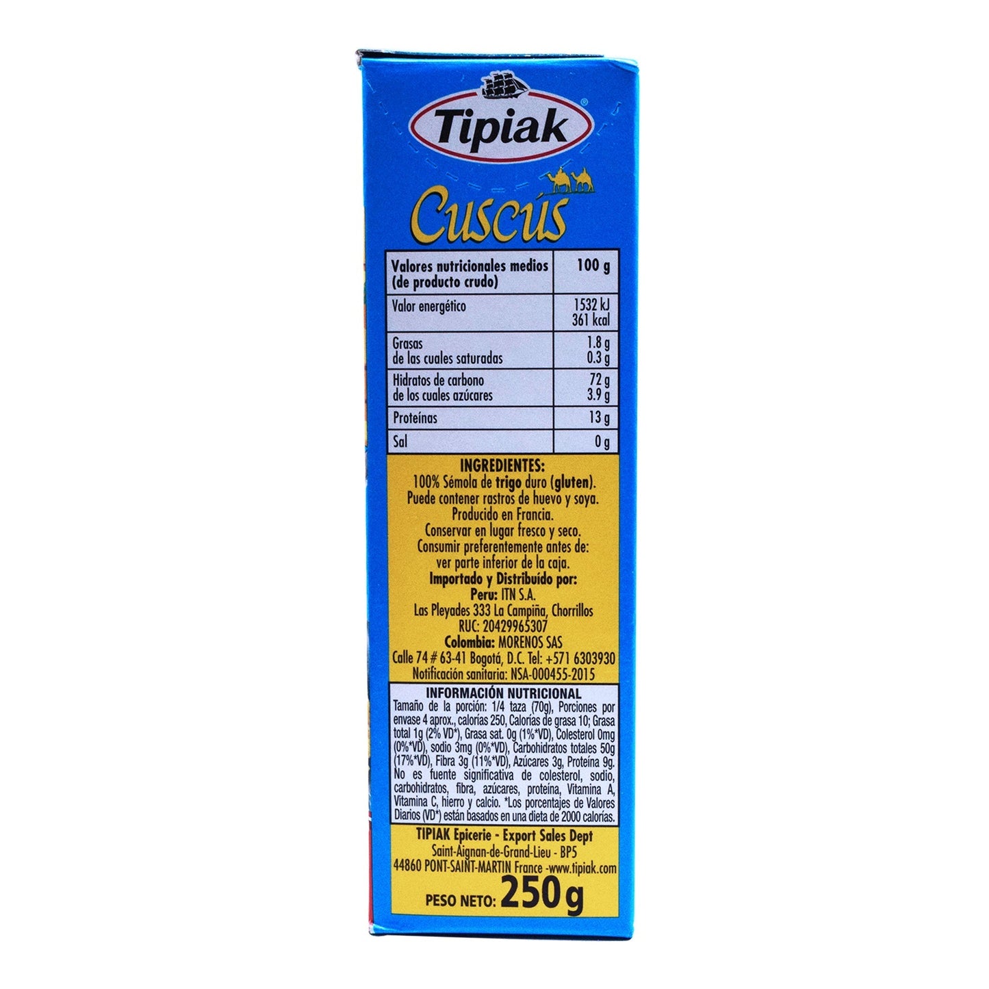Cous Cous Natural 250 G (TIPIAK)