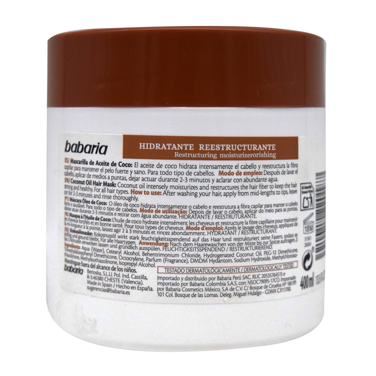 Mascarilla Capilar Aceite De Coco 400 Mililitros (BABARIA)