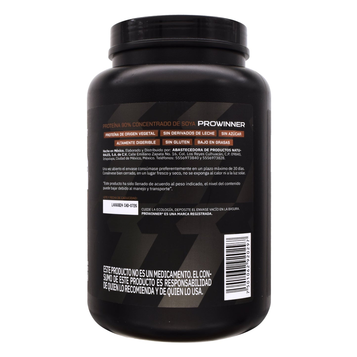 Proteina De Soya Chocolate Al 90 Por Ciento 1200 G (PROWINNER)