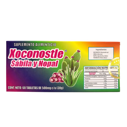 Xoconostle Sabila Y Nopal 60 Tab 500 Miligramos (FUERZA Y VIDA)