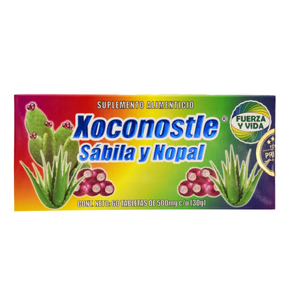 Xoconostle Sabila Y Nopal 60 Tab 500 Miligramos (FUERZA Y VIDA)
