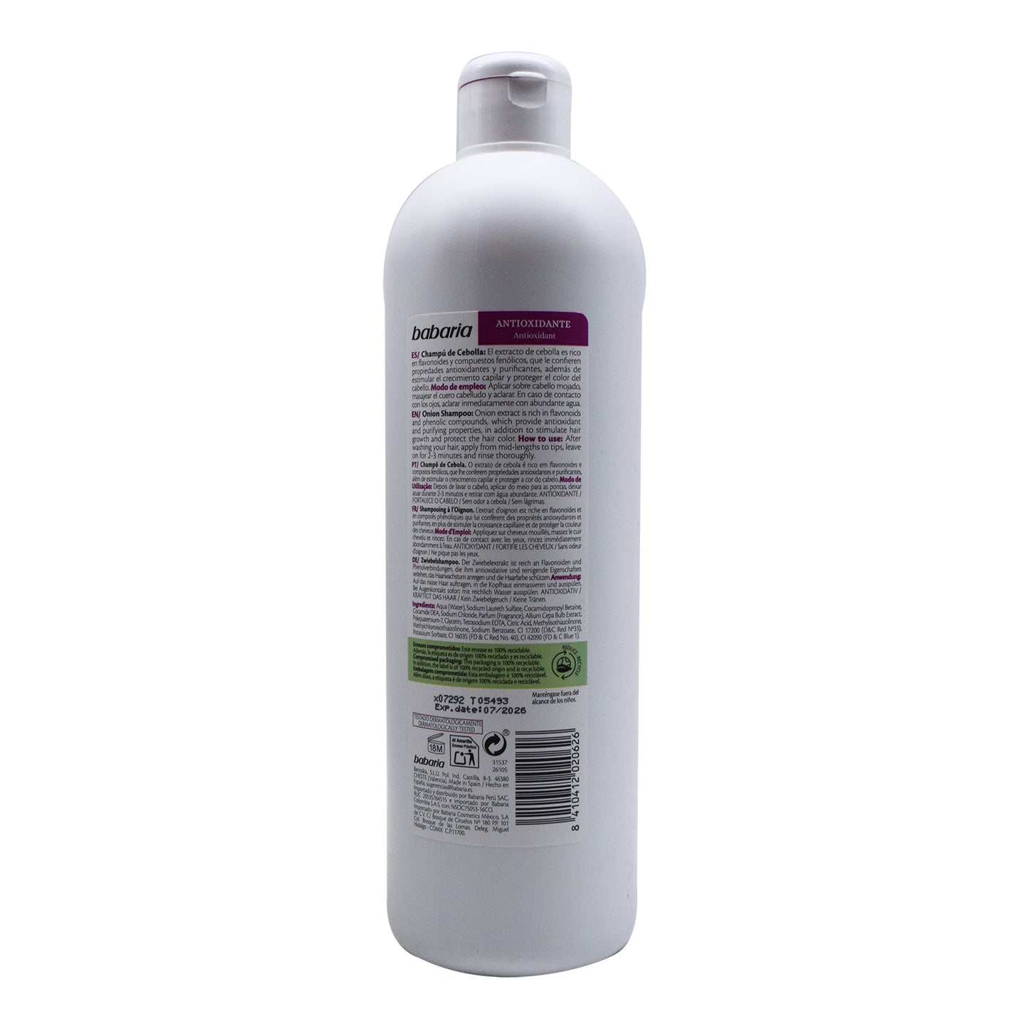Shampoo De Cebolla 700 Mililitros (BABARIA)