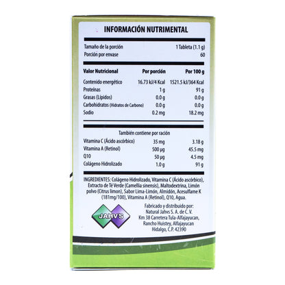 Colageno Collagen Te Verde-Limon 60 Tabletas (NATURAL JAHVS)
