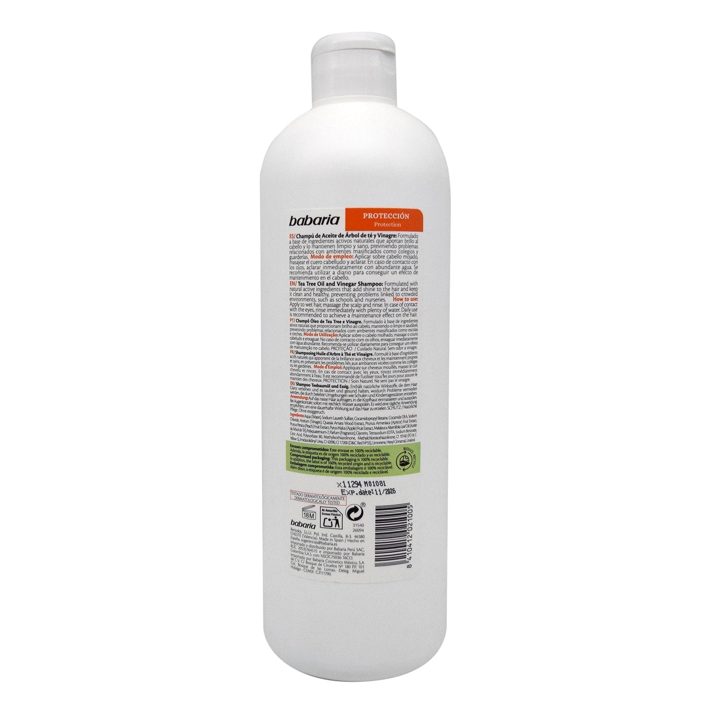 Shampoo Arbol De Te Y Vinagre 700 Mililitros (BABARIA)
