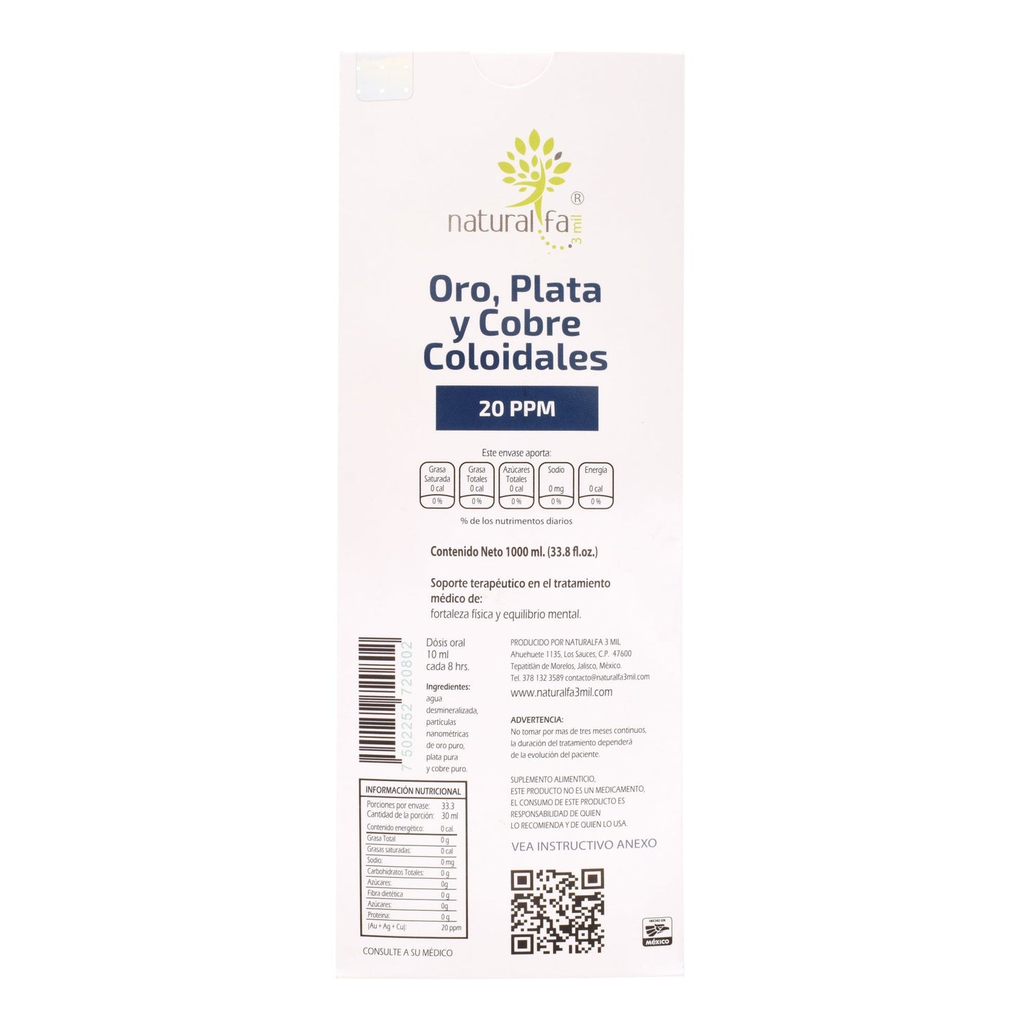 Plata Oro Y Cobre Coloidales  1 L (NATURALFA3MIL)