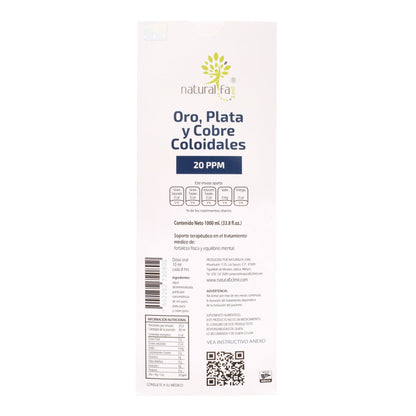 Plata Oro Y Cobre Coloidales  1 L (NATURALFA3MIL)