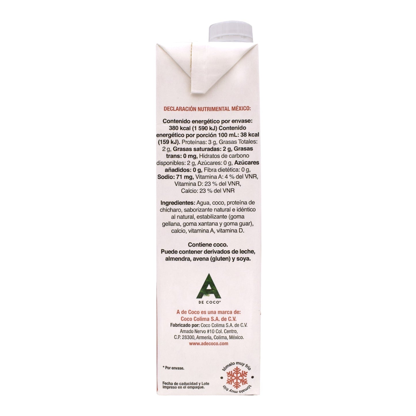 Bebida Proteina Coco Chicharo Vainilla 1 L (A DE COCO)