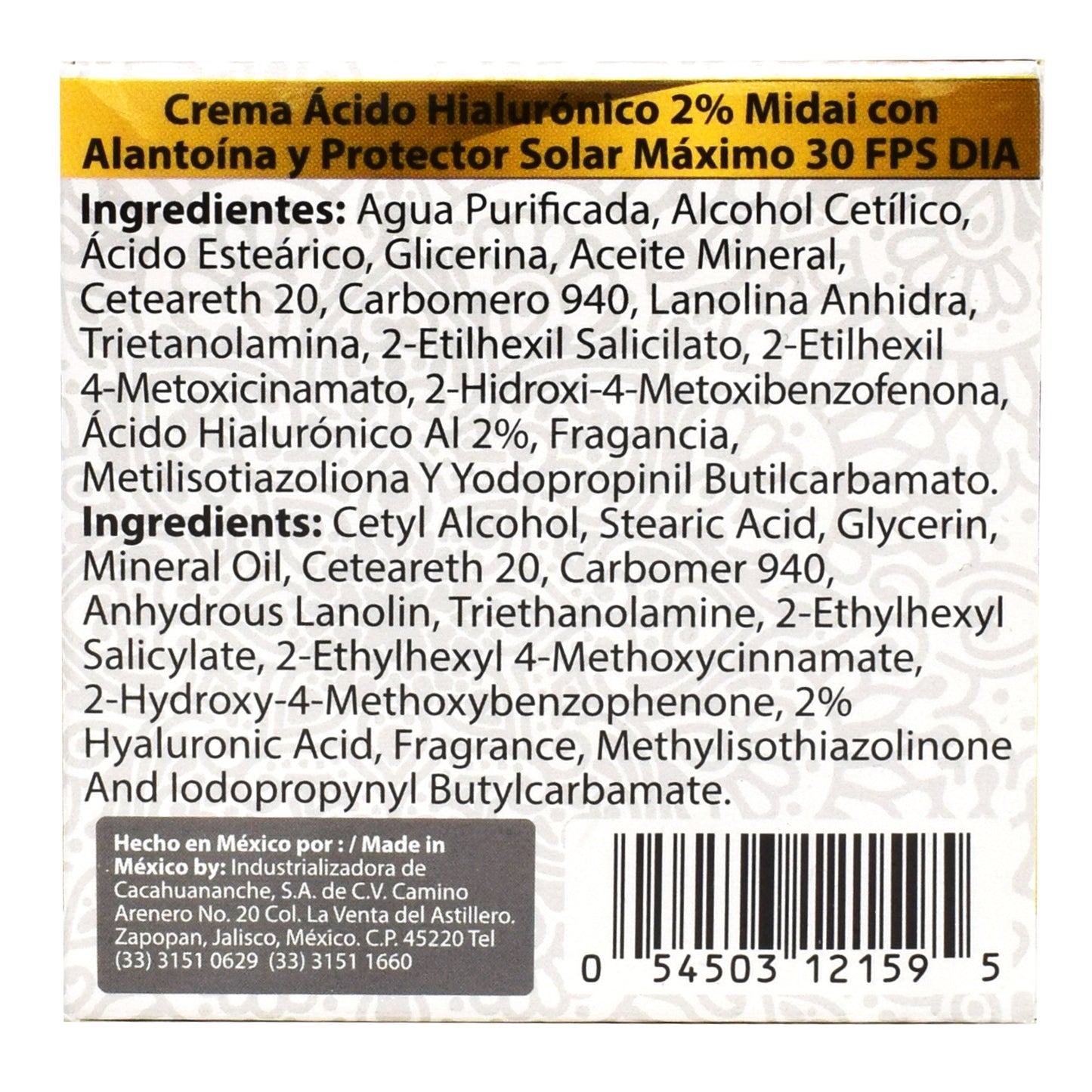Crema Facial De Dia Acido Hialuronico 60 G (MIDAI)