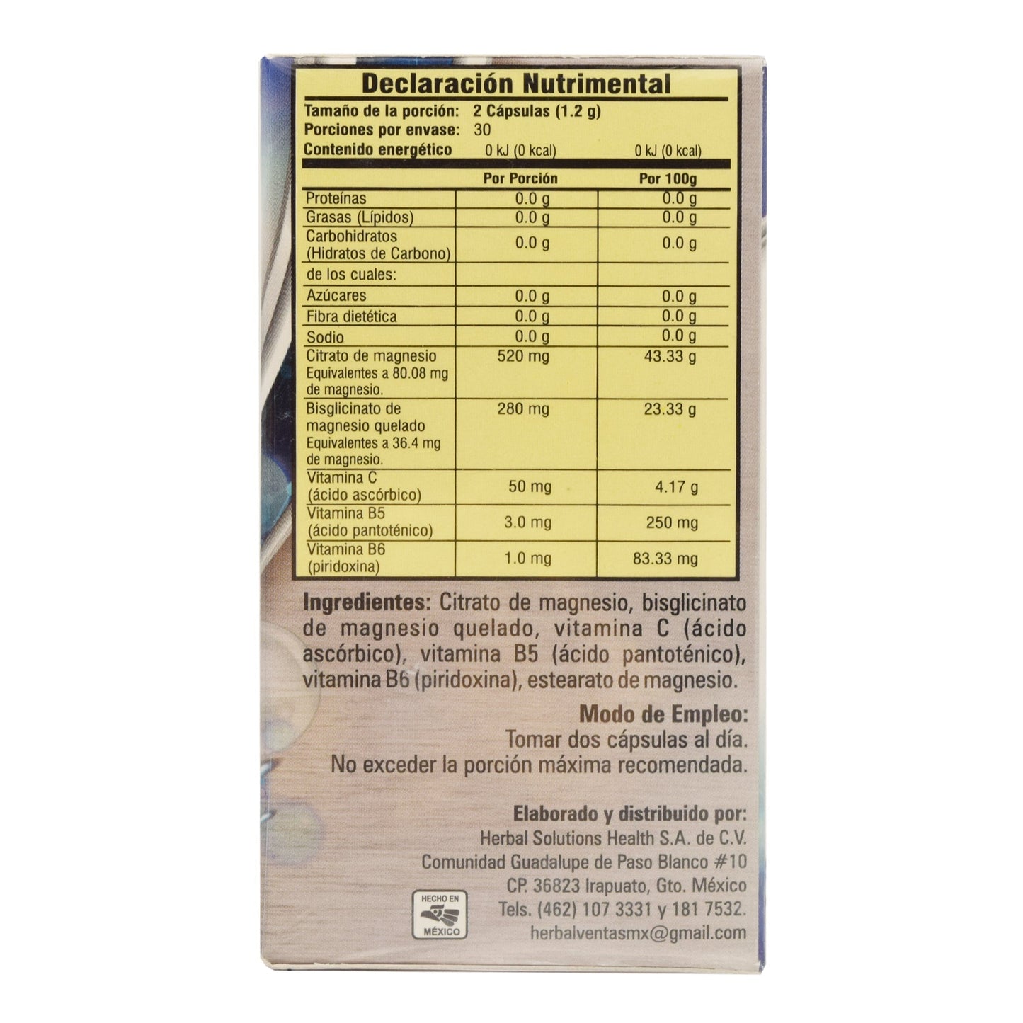 Glicinato Citrato Magnesio 60 Cápsulas (VITALAEL)