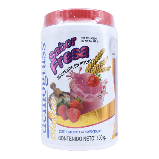 Malteada Demograss Fresa 500 g con proteína vegetal y fibra