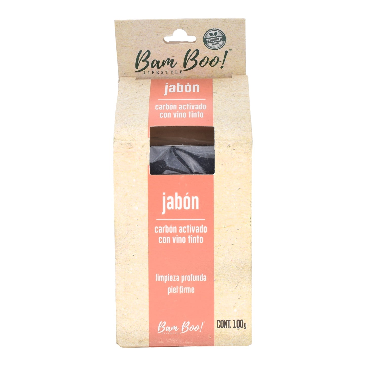 Jabon Carbon Activado Vino Tinto 100 G (BAM BOO! LIFESTYLE)