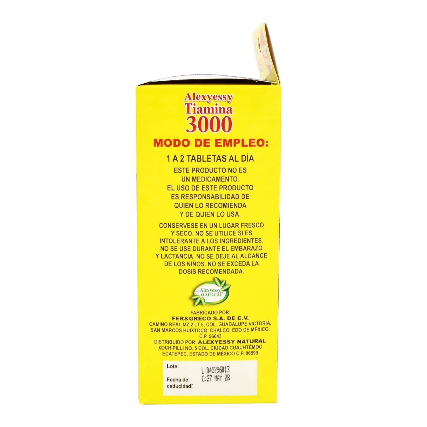 Tiamina 3000 100 Tabletas (ALEXYAC NATURAL)