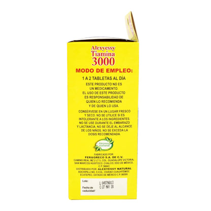 Tiamina 3000 100 Tabletas (ALEXYAC NATURAL)