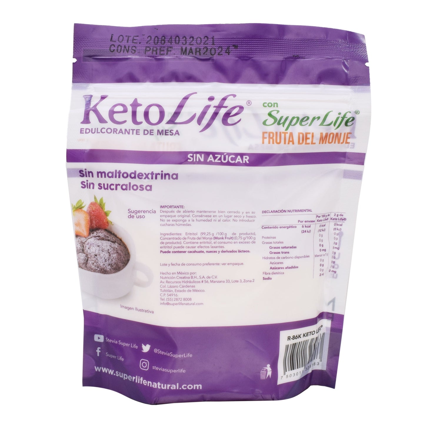 Endulzante Monk Fruit Keto Granulado 200 G (KETO LIFE)