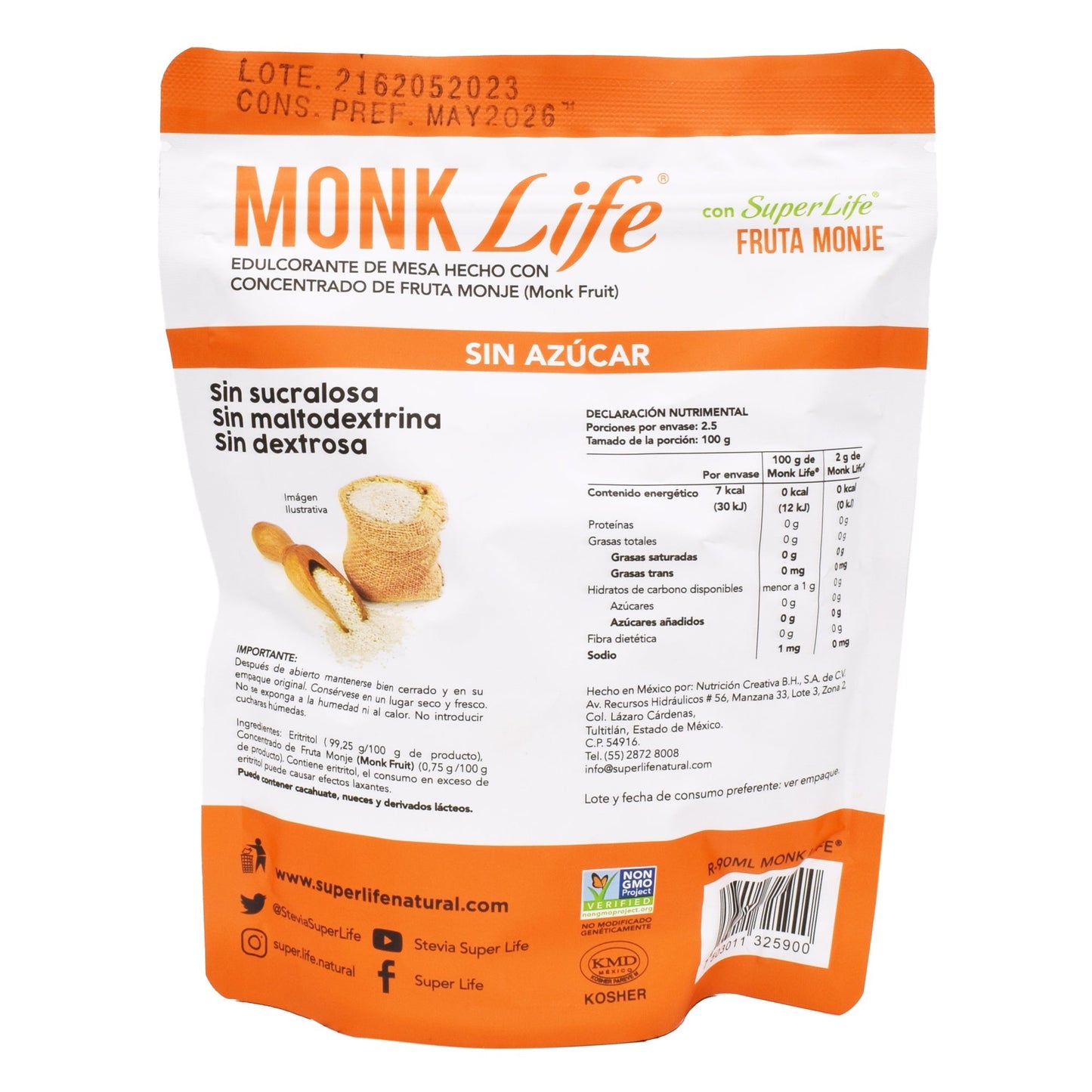 Endulzante Monk Fruit Granulado 250 G (MONK LIFE)