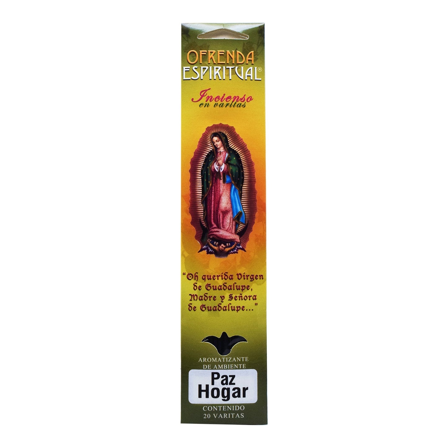 Incienso Virgen Paz En El Hogar 20 Varitas (OFRENDA ESPIRITUAL)