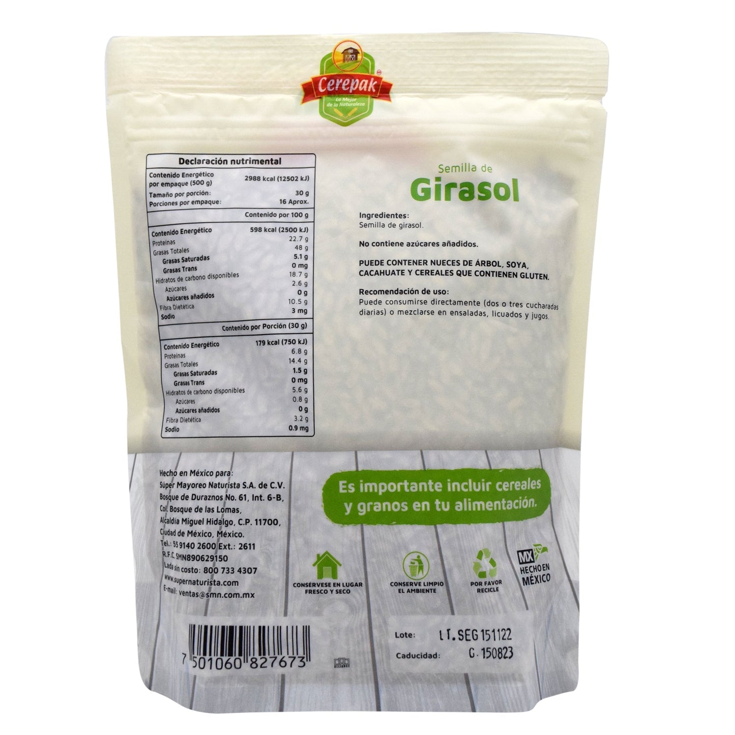 Semilla De Girasol 500 G (CEREPAK)