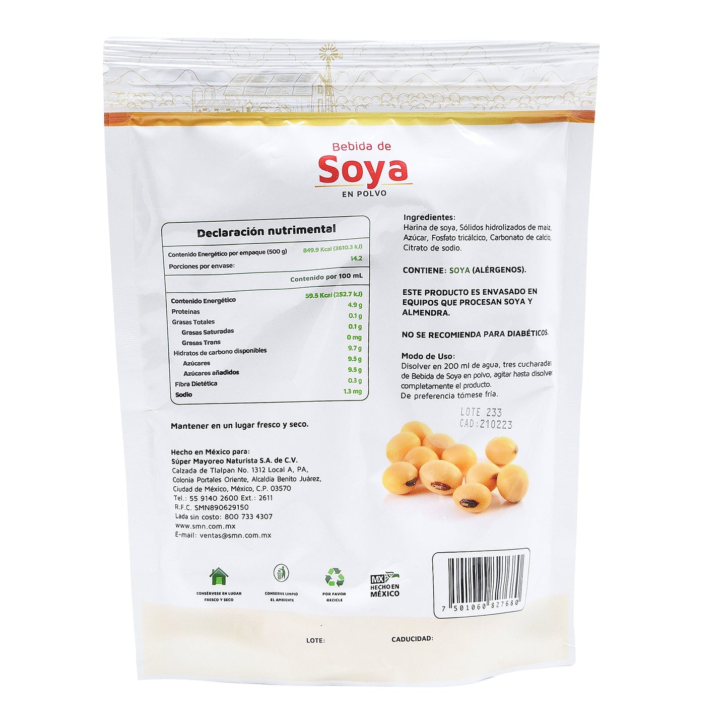 Bebida De Soya Natural 500 G (CEREPAK)