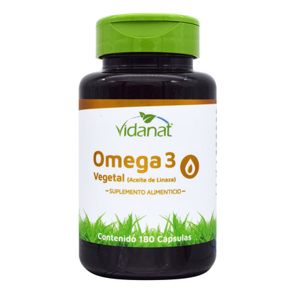 Omega 3 Vegetal/Aceite De Linaza 180 Cápsulas (VIDANAT/VITAMINAS)
