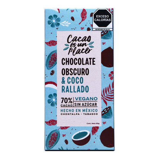 Chocolate Obscuro Con Coco Rallado 80 G (CACAO ES UN PLACER)