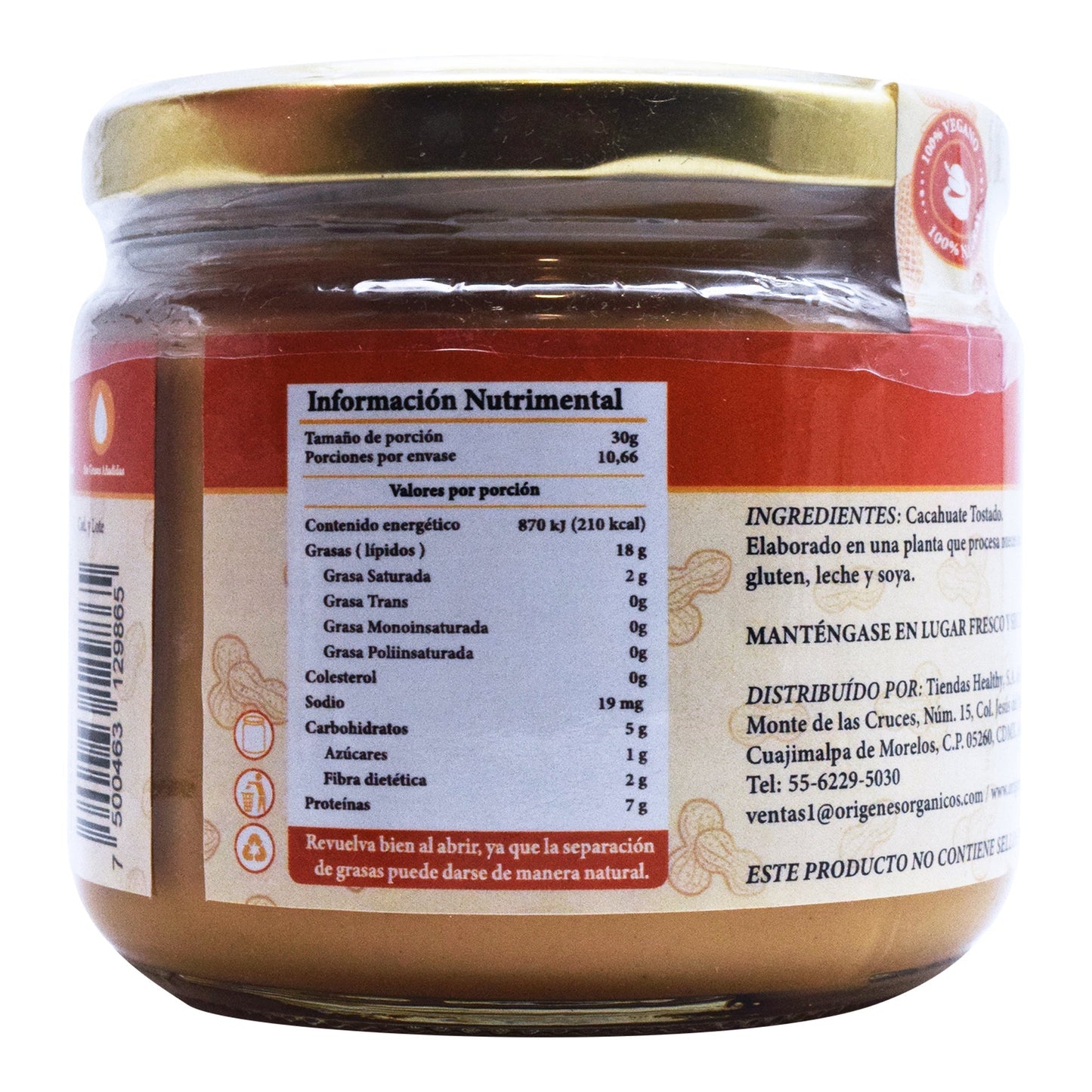 Crema De Cacahuate 320 G (ECOIDEA ORIGENES)