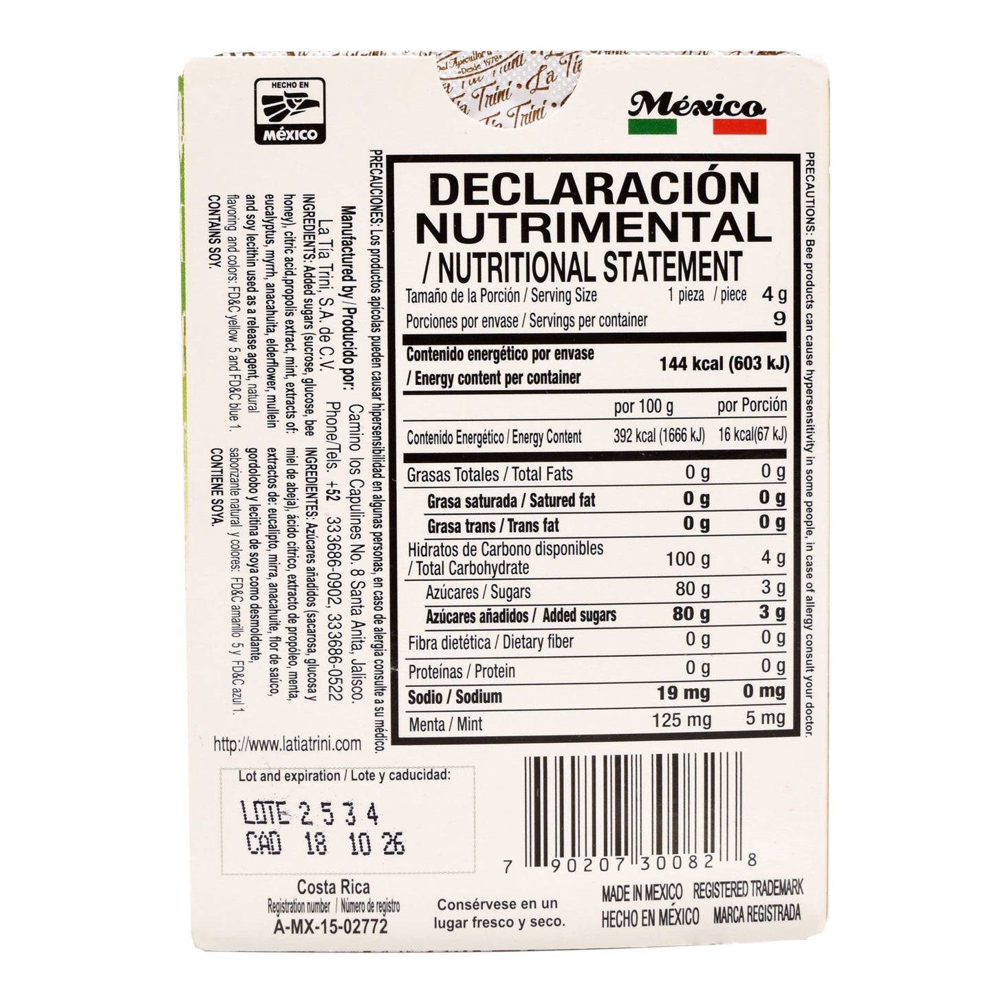 Caramelo De Propoleo Sabor Limon 36 G (Paquete 12) (LA TIA TRINI)