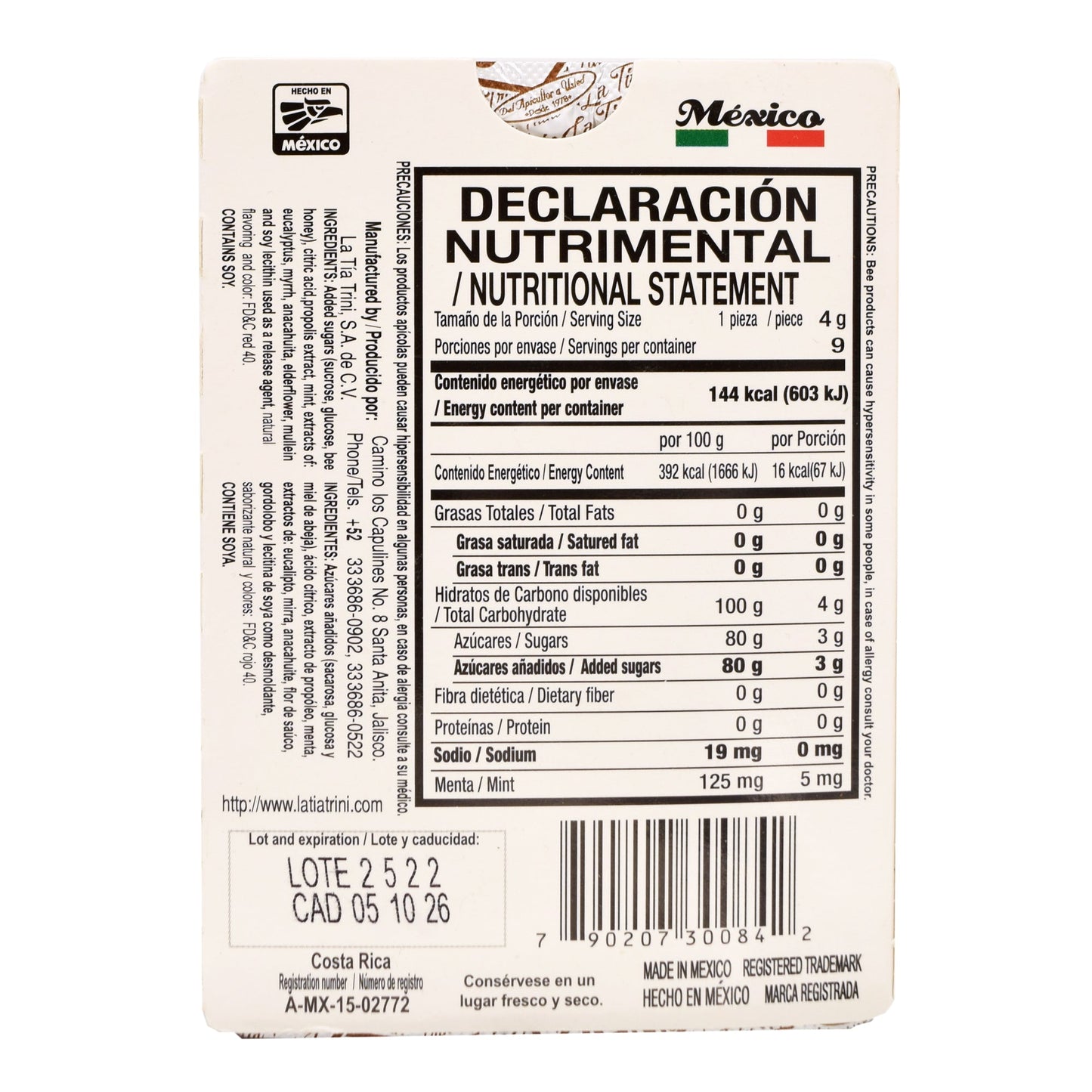 Caramelo De Propoleo Sabor Cereza 36 G (Paquete 12) (LA TIA TRINI)