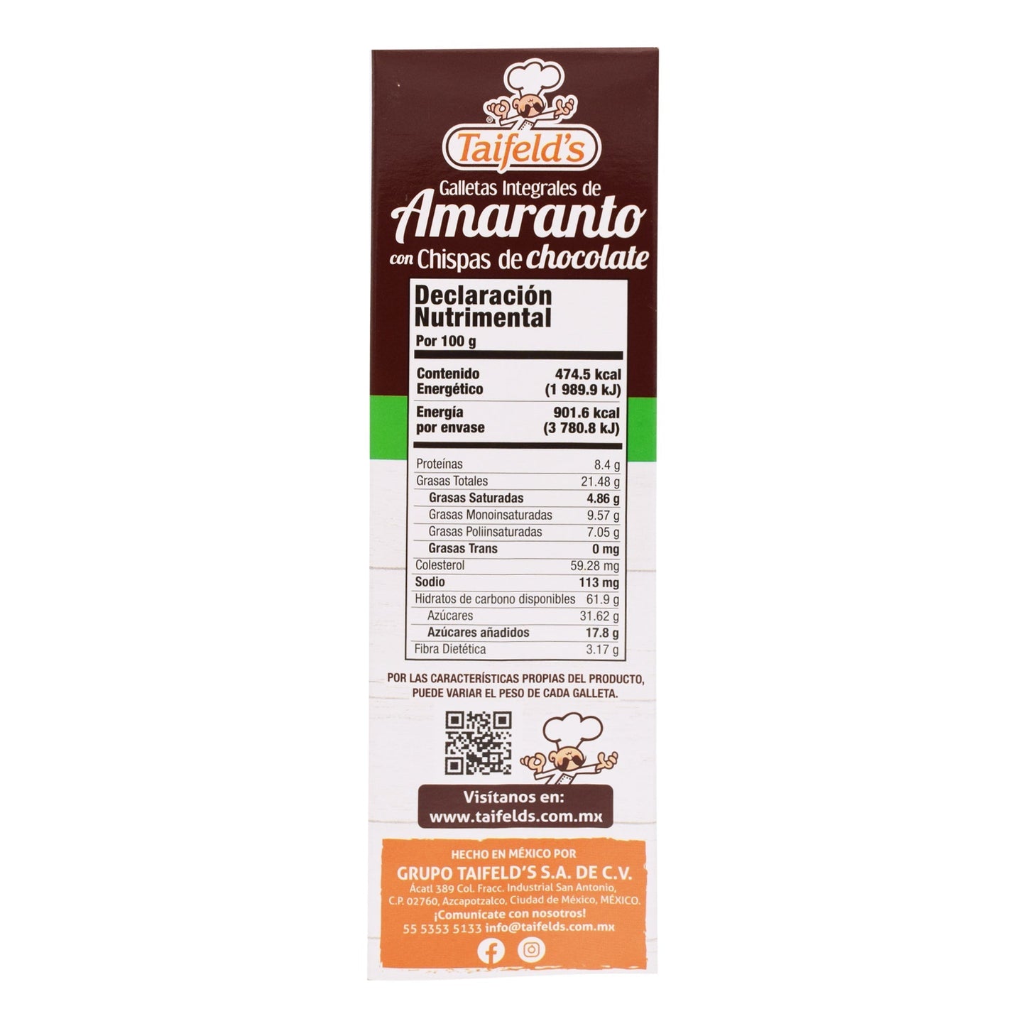 Galleta De Amaranto Chocolate 190 G (TAIFELDS)