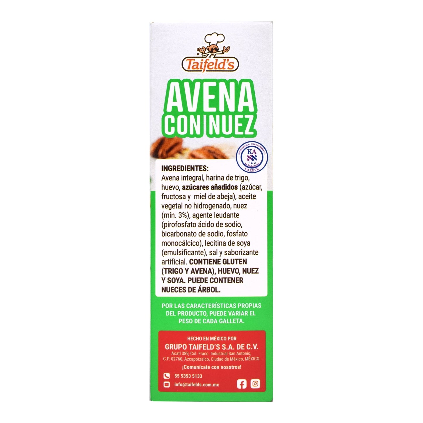 Galleta De Avena Con Nuez 90 G (TAIFELDS)