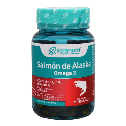 Salmon De Alaska Omega 3 Coenzima Q10 Vit E 120 Cápsulas (SOLANUM TURQUESA)