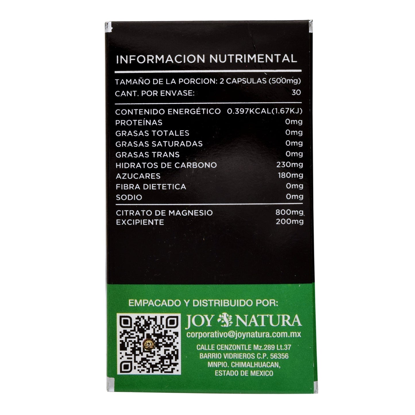 Citrato De Magnesio 60 Cápsulas (JOY NATURA)