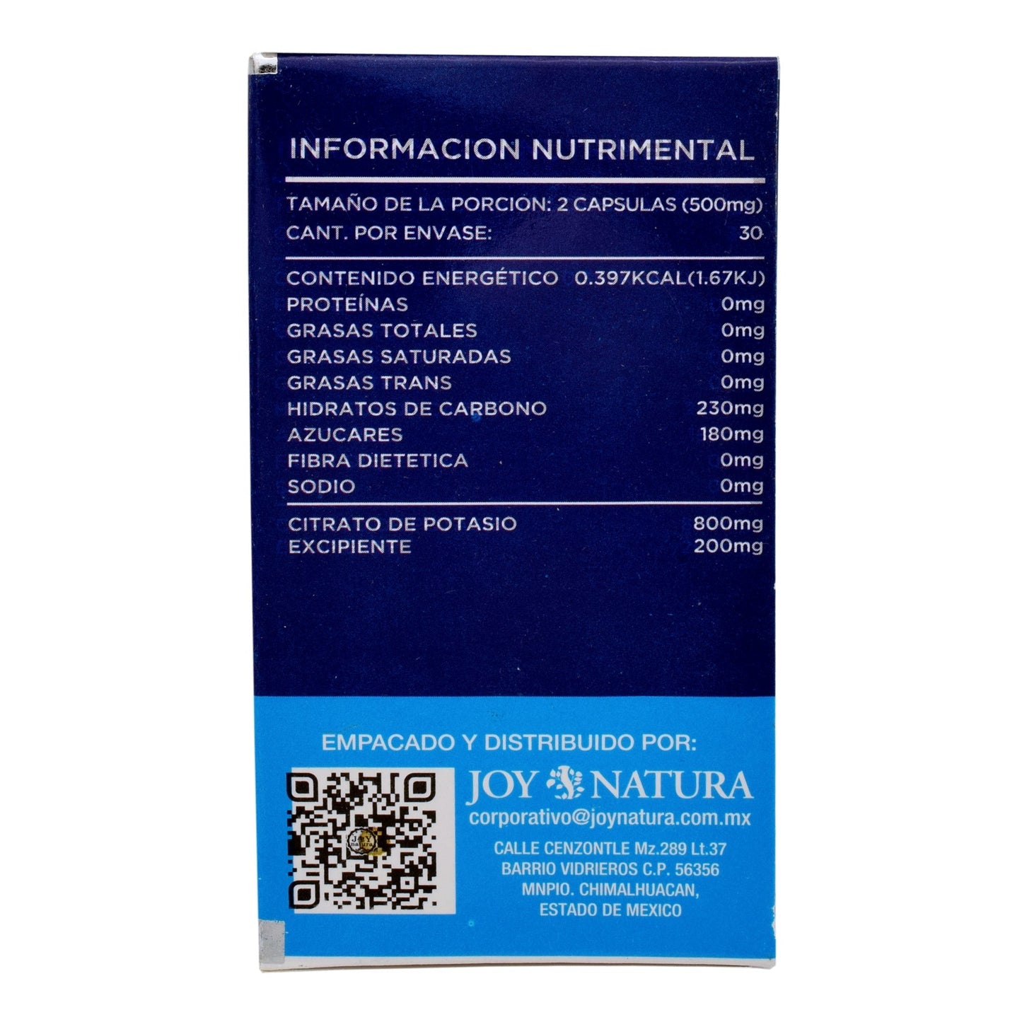 Citrato De Potasio 60 Cápsulas (JOY NATURA)
