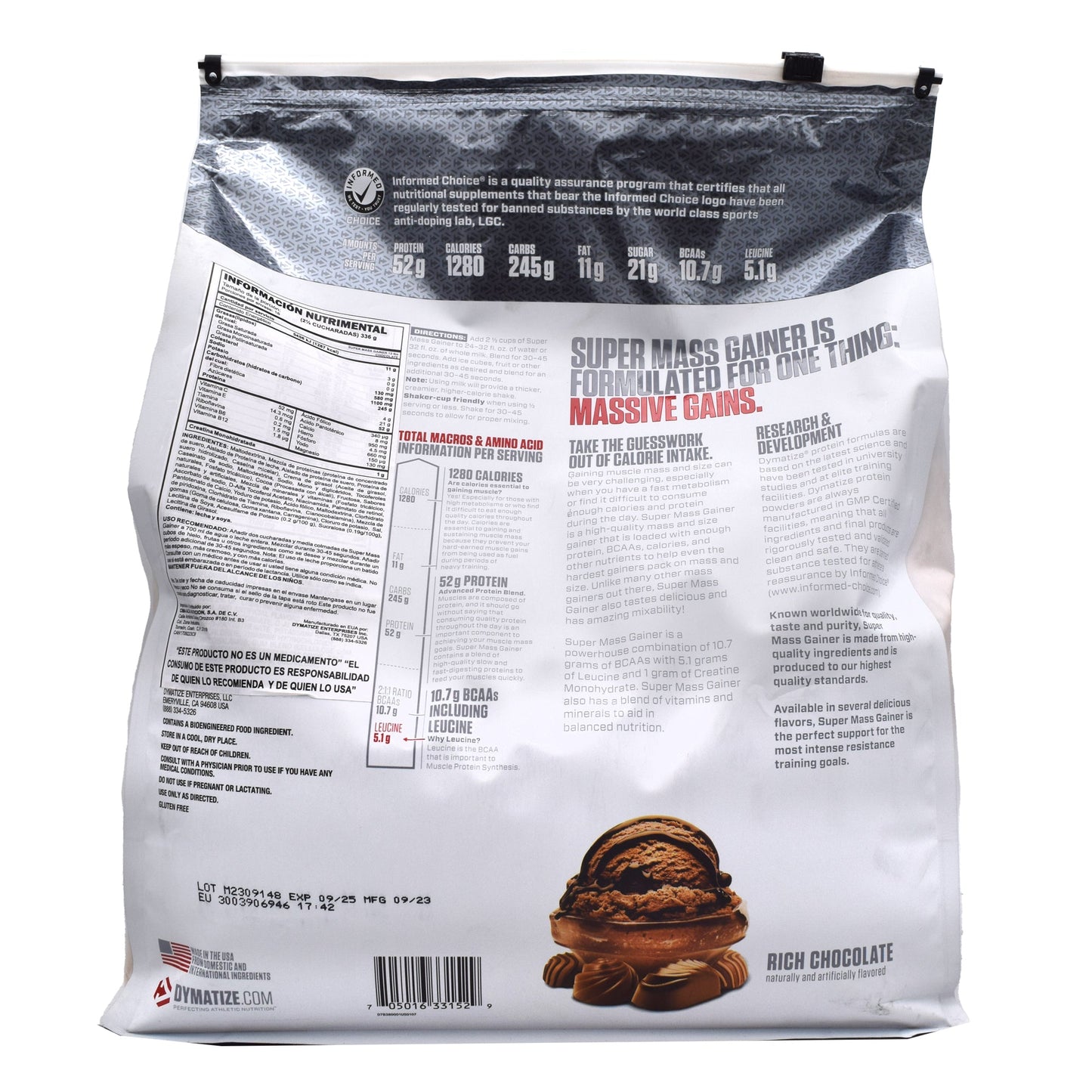 Dym Super Mass Gainer Chocolate 12 Lb (DYMATIZE)