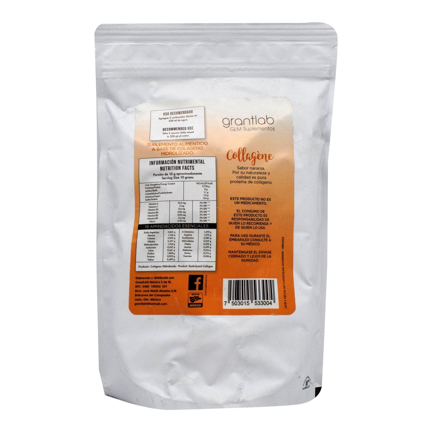 Colageno Hidrolizado Sab Naranja 500 G (COLLAGENE)