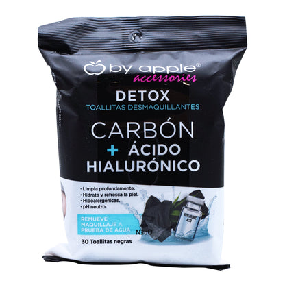 Toallita Desmaquillante Con Carbon Activado 30 Pzas (BY APPLE ACCESORIES)