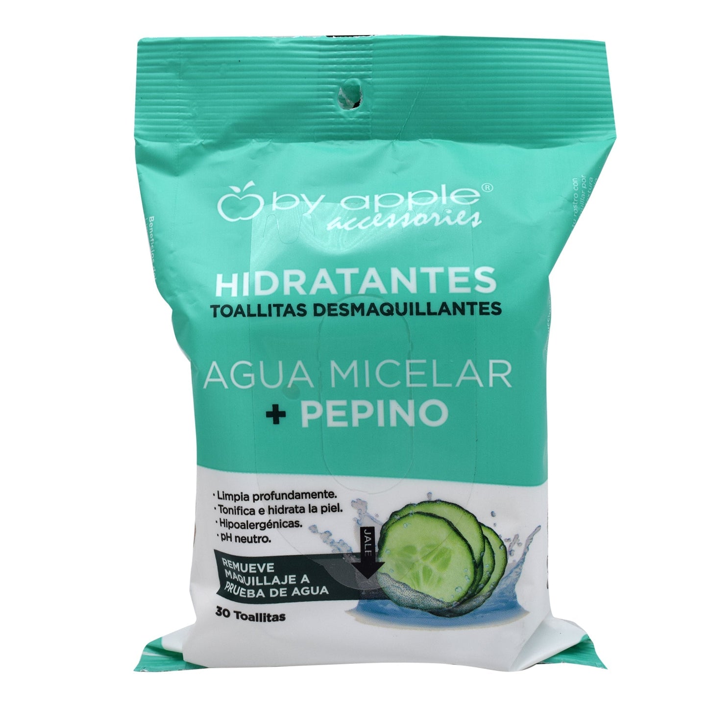 Toallita Desmaquillante Con Agua Micelar Y Pepino 30 Pzas (BY APPLE ACCESORIES)