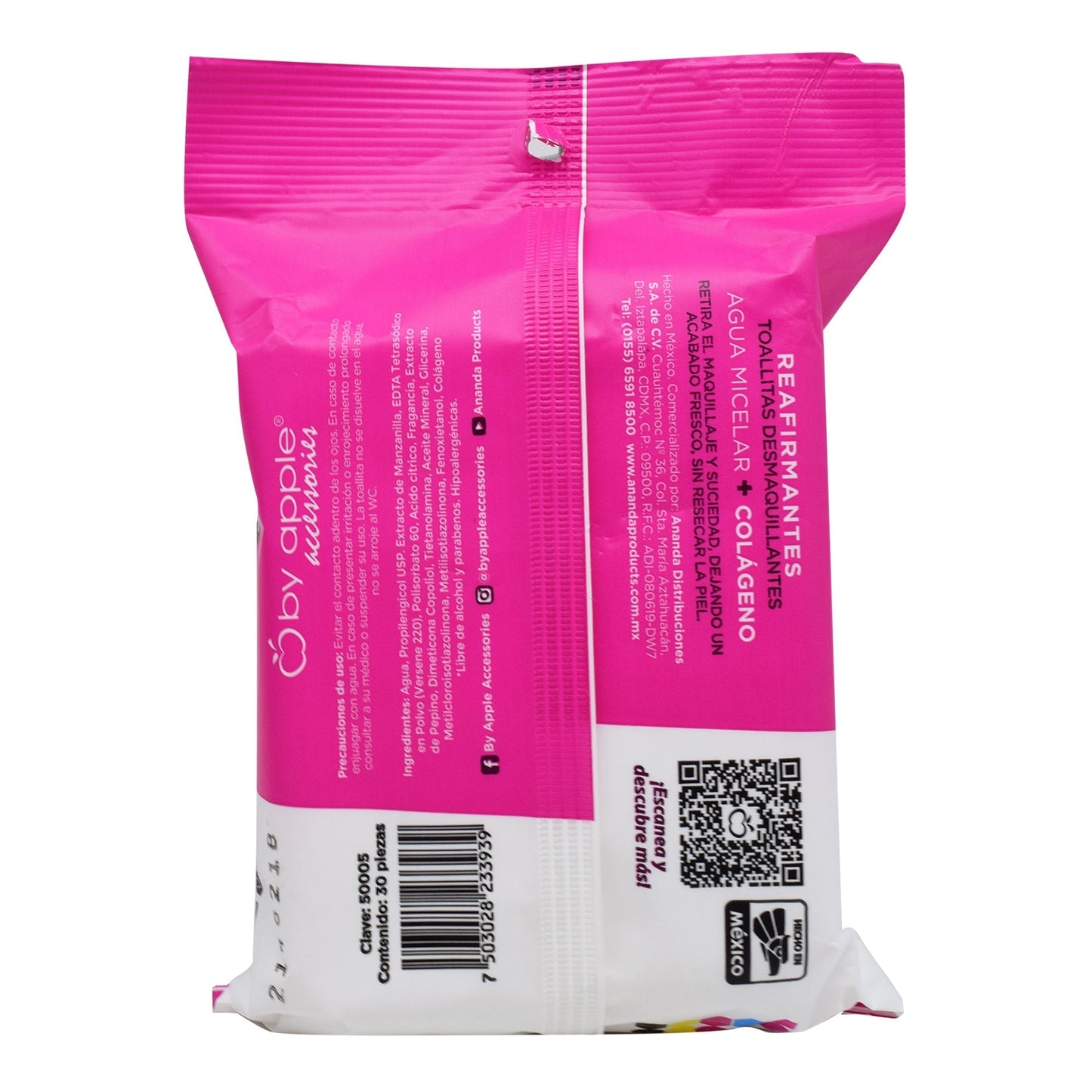 Toallita Desmaquillante Con Agua Micelar Y Colageno 30 Pzas (BY APPLE ACCESORIES)