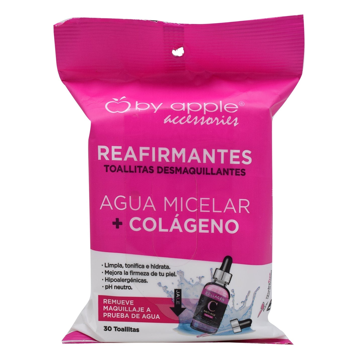 Toallita Desmaquillante Con Agua Micelar Y Colageno 30 Pzas (BY APPLE ACCESORIES)