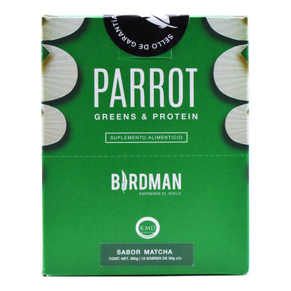 Mezcla De Verdes Y Proteina Sabor Matcha 30 G (Paquete 12) (BIRDMAN)
