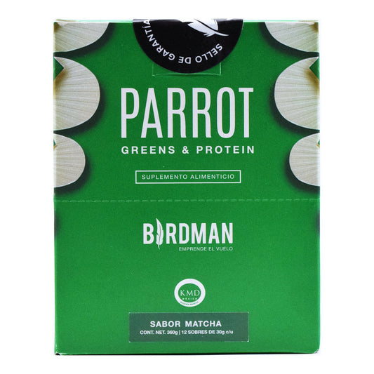 Mezcla De Verdes Y Proteina Sabor Matcha 30 G (Paquete 12) (BIRDMAN)
